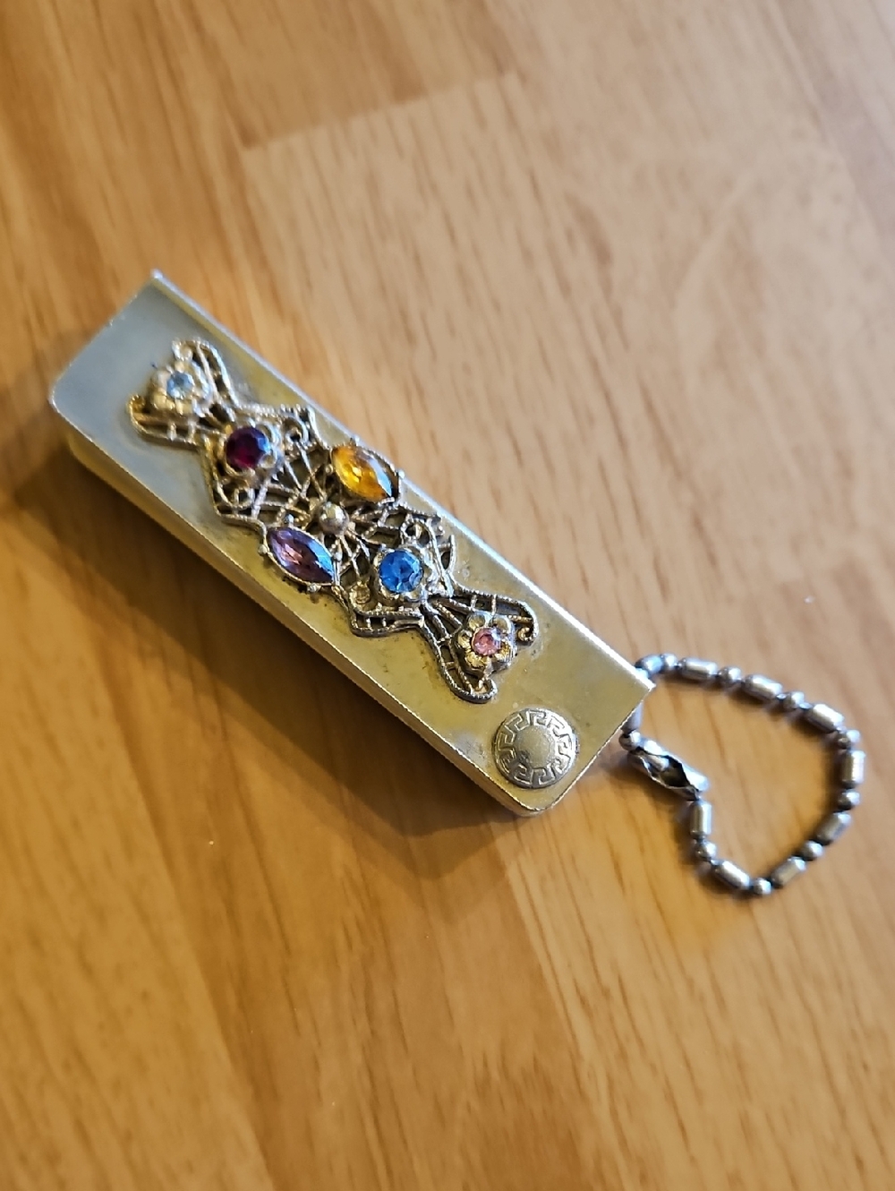 •Vintage miniature address book keychain gold tone rhinestone embellished - Picture 4 of 7